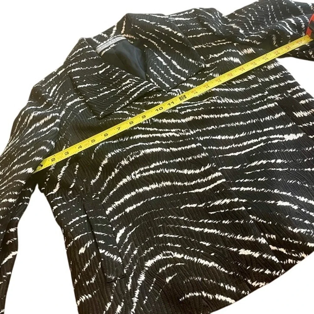 Anne Klein New York Silk Wool Blazer Black White Zebra Print Jacket 12P